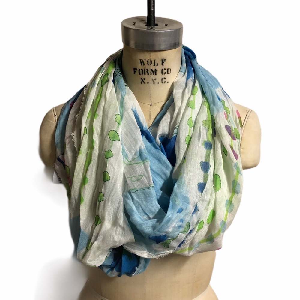 Rue + Jane blue and green infinity scarf